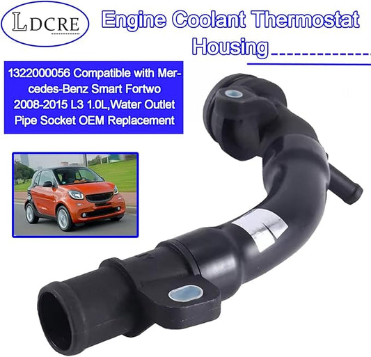 Engine Coolant Thermostat Housing 1322000056 Compatible with Mercedes-Benz Smart Fortwo 2008-2015 L3 1.0L,Water Outlet Pipe Socket OEM Replacement