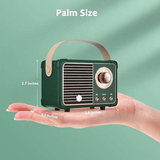 Retro Bluetooth Speaker, Small Bluetooth Speaker Wireless for Indoor Outdoor, Vintage Home Office Decor, Perfect for Party Desk Kitchen Hiking Beach Travel, Gift Ideas Green