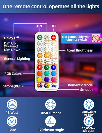 HEKEE LED 6 Inch Recessed Ceiling Light with Remote Control, Color Chaning RGB, 5CCT, Stobe Smooth Mode, Timer, Junction Box Included (12 Pack)