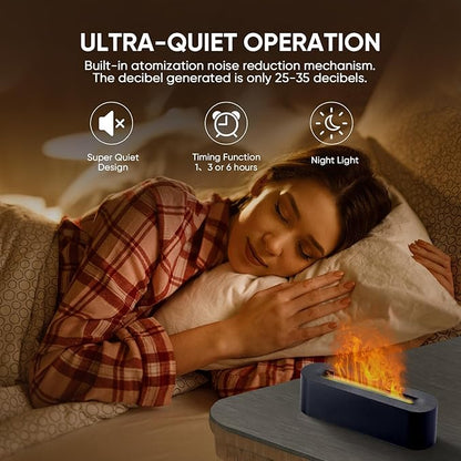 YALEDI Essential Oil Diffuser, Fireplace Flame Fire Oil Diffuser, 150ml Ultrasonic Cool Mist Aromatherapy Humidifier, Scent Aroma Diffuser with 7 Colors Light, Timer & Auto-Off for Home, Room (Black)