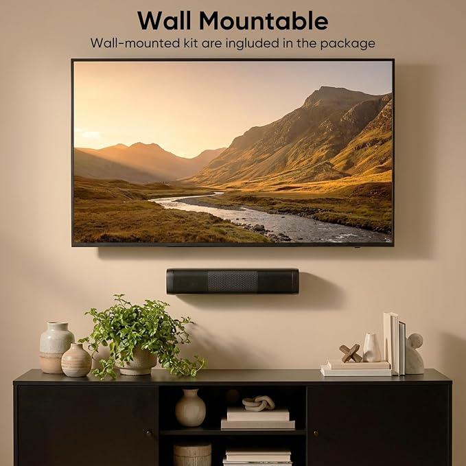 Saiyin 11.7-inch Sound Bar, Small Size & Big Power, Powered by AC Adapter