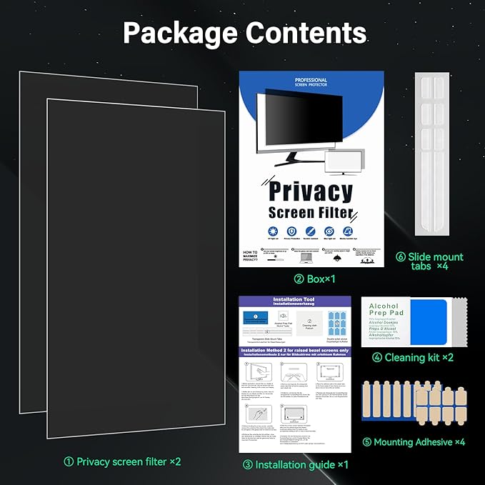 [2 Pack] 23.8 Inch Computer Privacy Screen for 16:9 Aspect Ratio Widescreen Monitor, Eye Protection Anti Glare Blue Light Computer Monitor Privacy Filter, Removable 23.8 in Protector Film