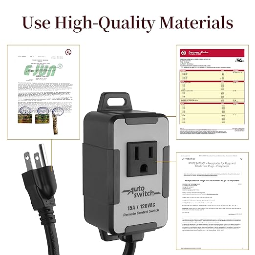 O'SKOOL 120V Wireless Remote Control Dust Collector Starter Outlet Switch (Battery Included), PTA09