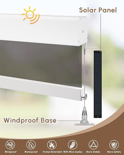 Kincmo Motorized Outdoor Shades for Patio Porch, Custom Outdoor Motorized Blinds with Remote, Waterproof & Windproof Patio Shades Work with Apple Homekit,Alexa,Google (5% Openness Brown)