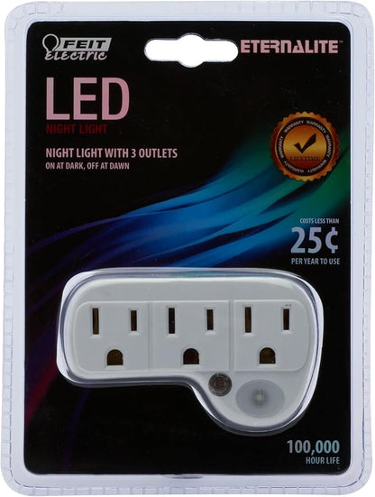 Feit Electric NL3/LED Three LED Sensor Night Light Plus 3-Plug Outlet