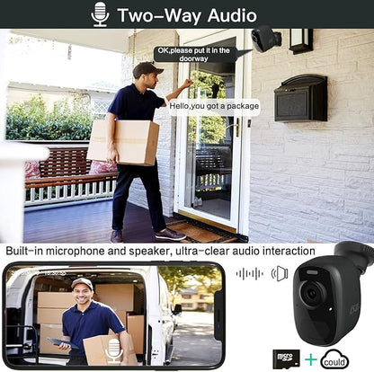 DCT Outdoor Cameras Wireless Magnetic: Battery Powered WiFi Camera for Home Security Outside Color Night Vision House Cameras Motion Detection SD/Cloud Storage Waterproof