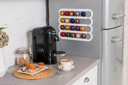 Demi's Home Magnetic Coffee Pod Holder for Nespresso Vertuo Capsules - Suitable to be Mounted on the Fridge (White)