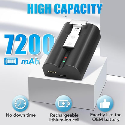 2-Pack 7200mAh Replacement Battery Pack with LED Charger Station for Ring Video Doorbell 2/3/3 Plus/4, Spotlight Cam, Stick Up Plus/Pro | Rechargeable Li-ion Battery | Quick Release Power Supply