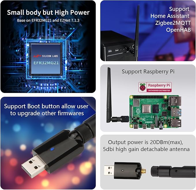 Wengart USB Zigbee 3.0 Dongle Gateway U0335, Universal Zigbee Coordinator for Home Assistant, openHAB, Zigbee2MQTT, Support HA Certified Devices, Self-Upgradable Firmware, Compact Design