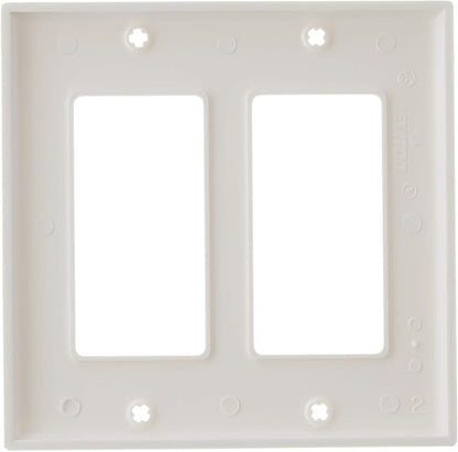 Leviton 2-Gang Decora/GFCI Device Wallplate, Standard Size, Thermoplastic Nylon, 80409-NW, White