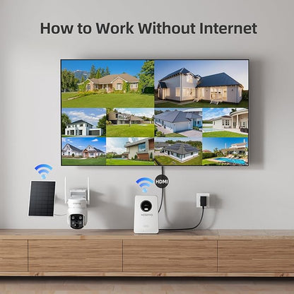 Solar Powered Security Cameras Wireless Outdoor, 4MP Cameras, 2 Cam kit with Color Night Vision, 360° PTZ, with 64G SD Local Recording, No Monthly Fees