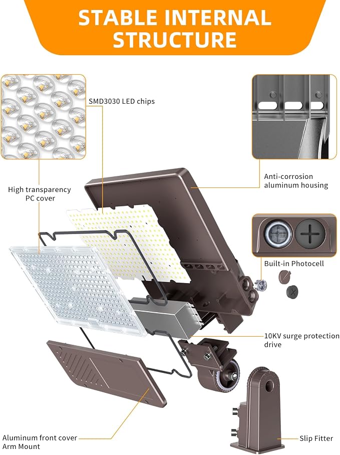 150W/120W/90W LED Parking Lot Light UL Listed 21000LM 5000K LED Street Flood Light with Photocell, IP65 Waterproof Commercial Shoebox Area Lights Slip Fit Mount for Parking Lot, AC100-277V