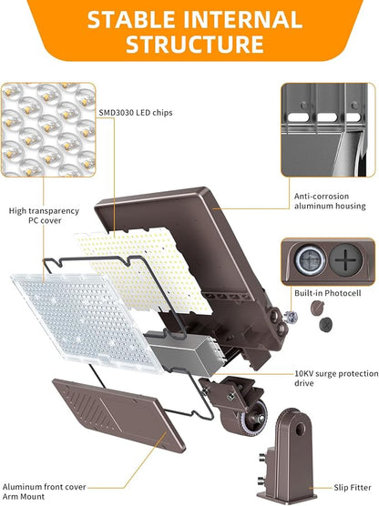 150W/120W/90W LED Parking Lot Light UL Listed 21000LM 5000K LED Street Flood Light with Photocell, IP65 Waterproof Commercial Shoebox Area Lights Slip Fit Mount for Parking Lot, AC100-277V