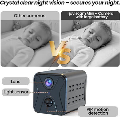javiscam Hidden Camera 4K HD Wireless Spy Camera with Video, Mini Indoor Cameras for Home Security, AI Motion Detection, Night Vision, Built-in Siren, 60-Day Battery Life, Nanny cam, pet Camera