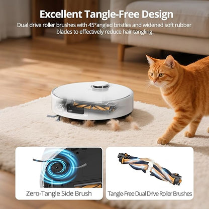 K90L Robot Vacuum and Mop Combo for Pet Hair, Dual Spinning Mops with Self-Cleaning and Warm Air Drying, LiDAR Navigation with No-Go Zones, App & Alexa Control, for Carpet and Hard Floors