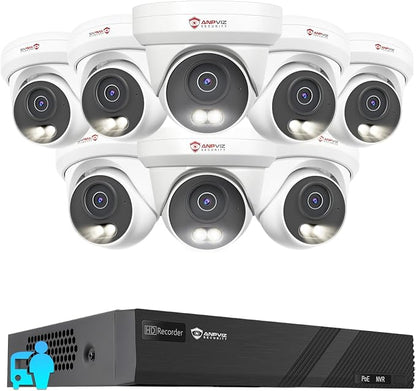 Anpviz 8CH PoE Security Camera System, 8X 5MP Turret Cams, 6MP NVR (No HDD)