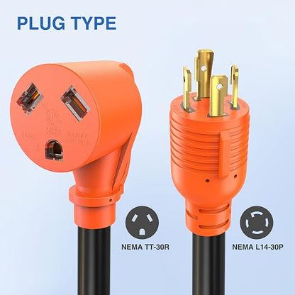 Nilight 30 Amp to 30 Amp RV Generator Adapter Cord L14-30P TT-30R