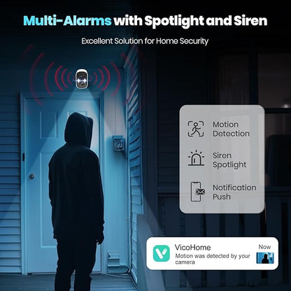 Techage Security Cameras Wireless Outdoor, 2K Battery Powered WiFi Cameras for Home Security with AI Motion Detection, Color Night Vision, 2-Way Talk, IP66 Waterproof, Cloud/SD Storage