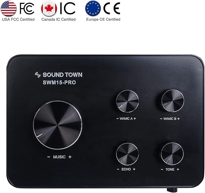 Sound Town Wireless Microphone Karaoke Mixer System with HD Audio Return Channel, Optical, AUX, Bluetooth - Supports Smart TV, Media Box, Sound Bar (SWM15-PRO)