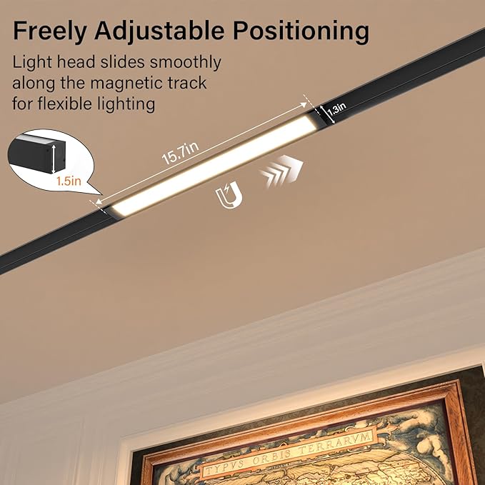 Magnetic Floodlight Track Head 4 Pack, 24V 15W LED Lamp for Track Light, Dimmable Linear Floodlight with APP & Remote Control, Adjustable 3000K-6000K Color Temperature, for Ceiling Lighting
