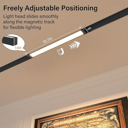 Magnetic Floodlight Track Head 4 Pack, 24V 15W LED Lamp for Track Light, Dimmable Linear Floodlight with APP & Remote Control, Adjustable 3000K-6000K Color Temperature, for Ceiling Lighting