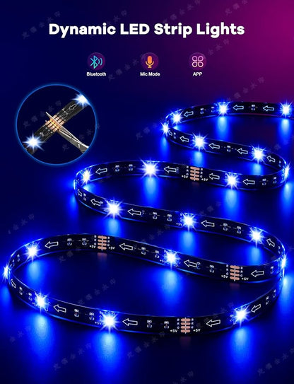 MATICOD LED Lights for TV, 13.1ft TV Lights for 45-60in, Music Sync Color Changing Tv Backlight with Bluetooth Smart App Remote Control, USB Powered RGB 5050 RGB Strip Light for Xmas Decor