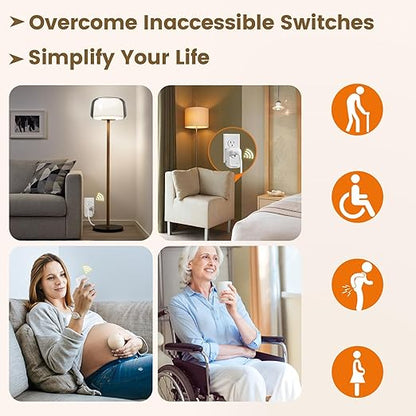 SURAIELEC Wireless Light Switch Remote Control Outlet, No Wiring Needed, 100ft RF Range, Pre-Programmed, Expandable Keychain Remote Switch Kit for Lamps, Fans, Christmas Trees, Small Appliances