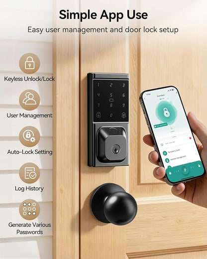 Keyless Entry Door Lock with Knob Handle, Fingerprint Smart Lock