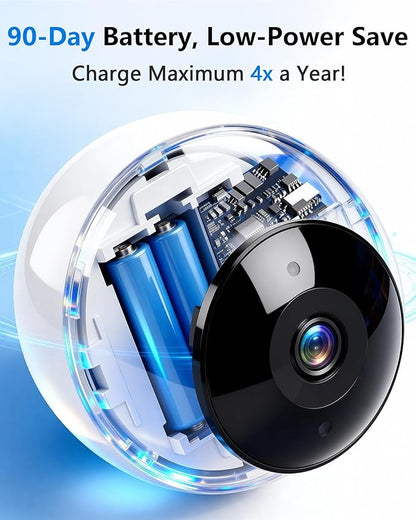 AMTIFO Security Cameras Wireless Outdoor Magnetic: Install-Free Smart Indoor 2K WiFi - Long Battery Life Powered Wireless Cameras for Home Security with AI Motion Detection
