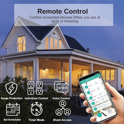 XENON ZigBee Smart Power Strip,Surge Protector with 4 Individually Controlled Smart Outlets and 2 USB Ports, Compatible with Alexa Google Home, 5Feet Extension Cord