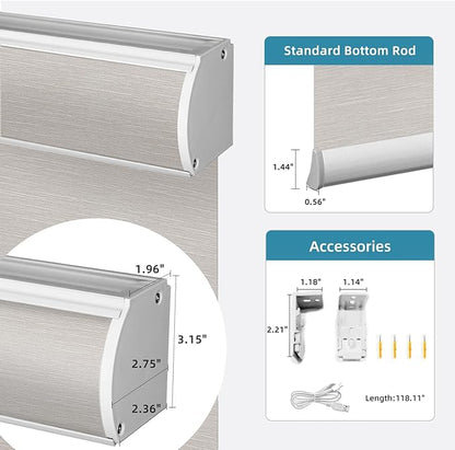 SmartWings Motorized Blind Light Filtering Shade Work with Z-Wave Alexa Thread Homekit, 70% Blackout Smart Window Blinds Translucent, Cordless with Remote Control, Max 110"W x 148"H, Essential Cream