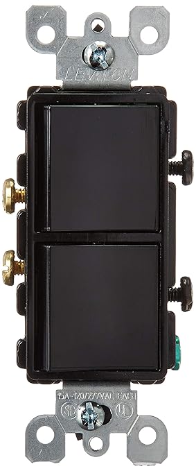 Leviton 15 Amp, 120/277 Volt, Decora Single-Pole, AC Combination Switch, Commercial Grade, Grounding, 5634-E, Black