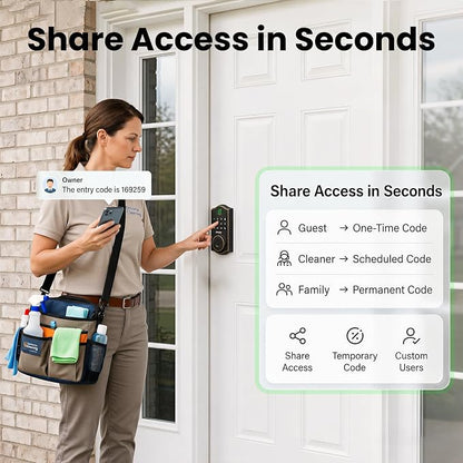 GHome Smart Fingerprint Door Lock for Front Door, 1.0s Unlock AI Self-Learning Keyless Entry Deadbolt with App Control, Keypad, Auto Lock, Digital Code Smart Lock for Home, Airbnb, Apartment, Garage