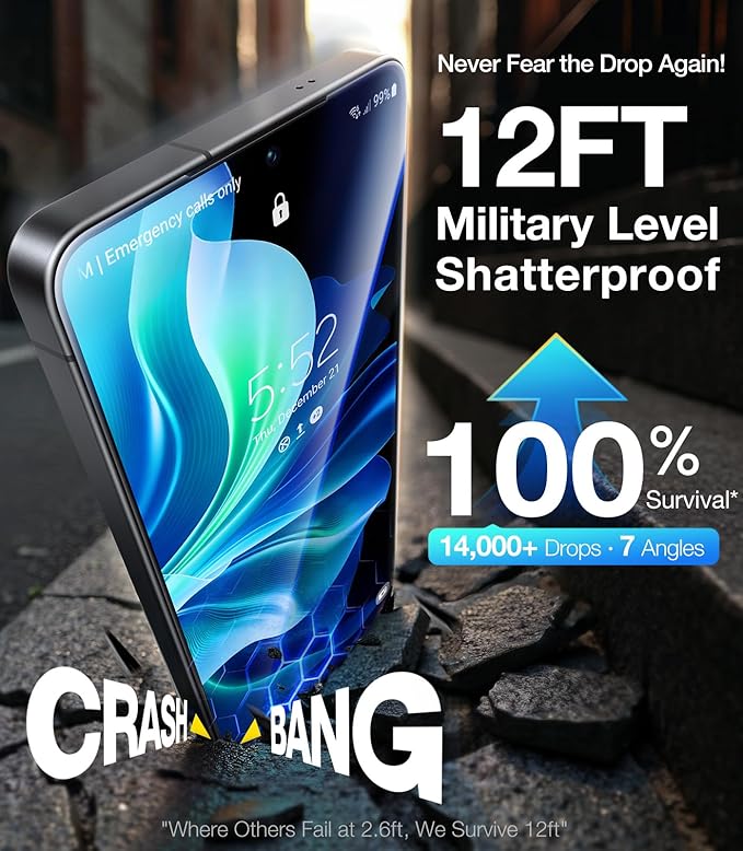 UltraGlass Unbreak Top 9H+ Glass for Samsung Galaxy S25 Ultra Privacy Screen Protector [Military Grade Shatterproof & Longest Durable] S25 Ultra Screen Protector Tempered Glass, 2 Pack [Black]