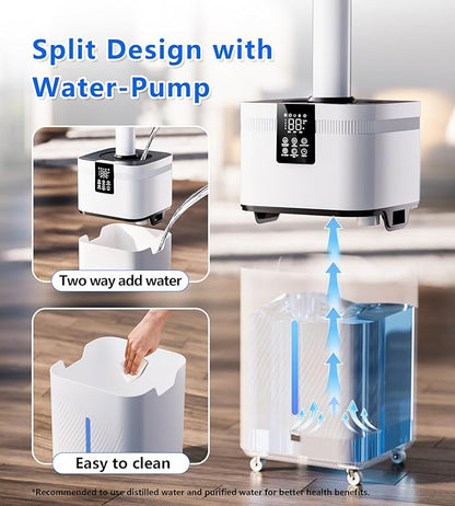 30L/7.93Gal Humidifier Large Room 4200 ft², Supersized Cool Mist, 120H Quiet Humidifiers for Bedroom, 3000mL/h Mist Output, Touch/Remote Control, Humidifiers for Home, Whole House, Plant, White