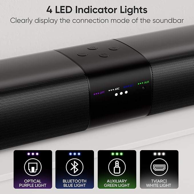 Sound Bar for Smart TV, 80W 2.0 Channel Surround Sound System
