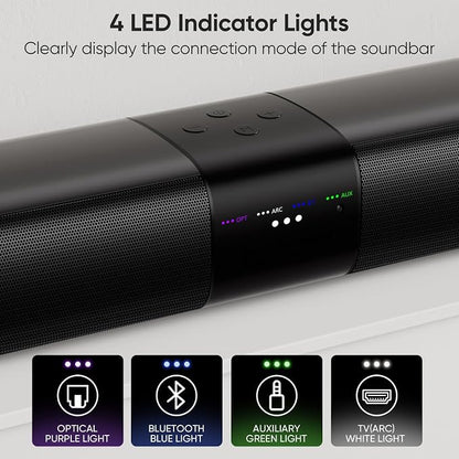 Sound Bar for Smart TV, 80W 2.0 Channel Surround Sound System