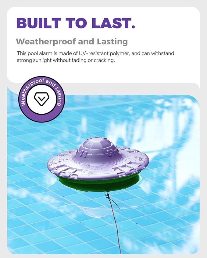Pool Alarm with Indoor Receiver, 110dB Ultra Loud Floating Alarm for Inground & Above Ground Pools, Adjustable Sensitivity for Backyard Water Safety with Children & Pets, Violet-Mint