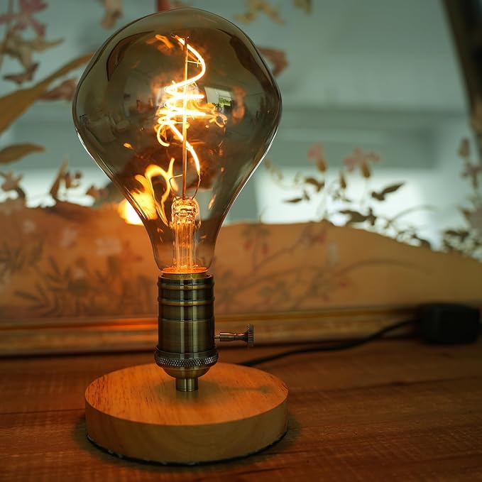 G40 LED Edison Bulb, Smoke Gray Hand-Blown Hard Glass, 4W (25W Incandescent Equivalent), 110-130V, E26, 2000K Warm Yellow Light, 200LM, Dimmable, for Indoor Decorative Lighting (Alien)