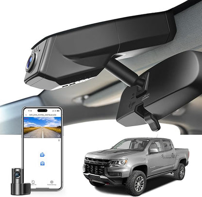 Mangoal Front 4K & Rear 1080p Dash Cam Custom fit for Chevy Colorado 2015-2022 Select Base WT LT Z71 ZR2(Model A), Integrated OEM Look, UHD 2160P Video, WiFi and App, GPS, 128GB Card