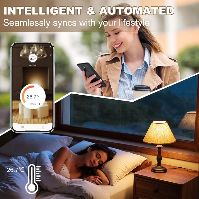 HEATIT Smart Programmable Floor Heating Thermostat, Touchscreen Black