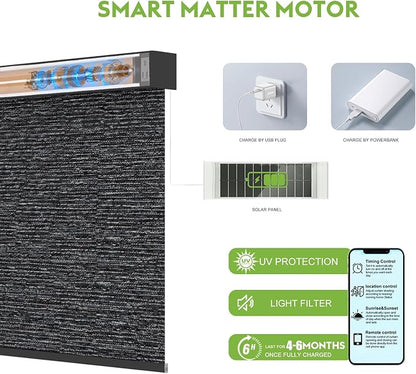 Motorized Blinds with Remote，100% Blackout Smart Blinds Motorized Roller Shades Compatible with Alexa Automatic Blinds for Windows Electric Window Blinds Customized Size Midnight