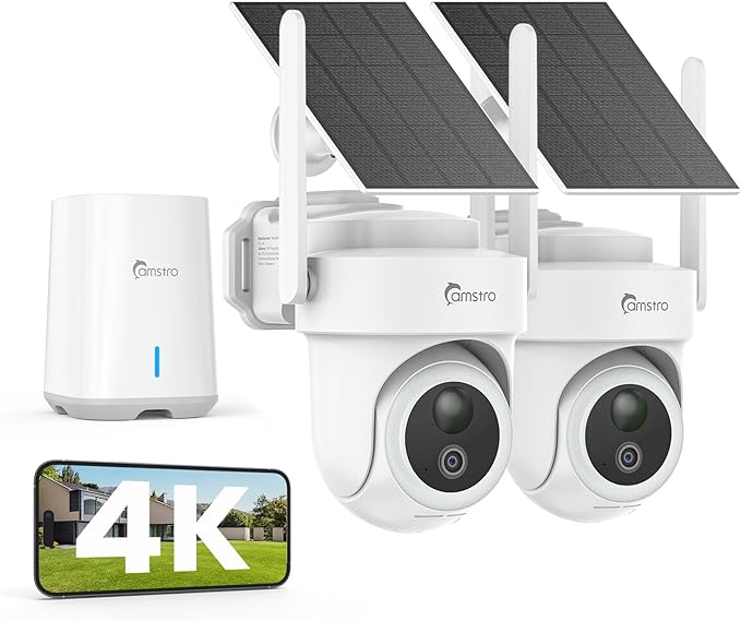 4K Security Cameras Wireless Outdoor No Subscription, 360° PTZ Home Security Cameras System, 64G Local Storage HomeBase, Human/Vehicle/Pet Recognition AI, Color Night Vision, 2 Cam-Kit