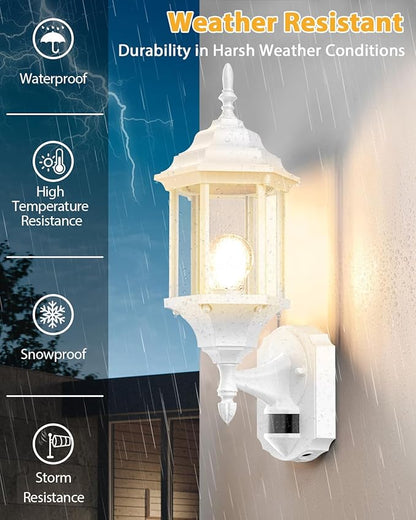 Redluck Motion Sensor Outdoor Lights, 2 Pack 16 inch Dusk to Dawn Outside Porch Lights, Waterproof Anti-Rust Aluminum Outdoor Wall Lights Exterior Lighting Fixtures for House, Garage, Front Door