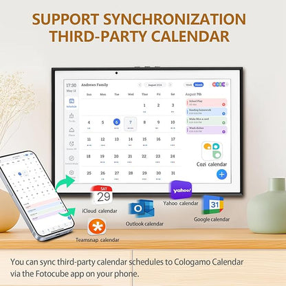 10.1 inch Smart Digital Calendar & Chore Chart, 1920 * 1080P Full HD Touchscreen Interactive Display, Desk Planner with Meal Scheduler, Achievement Rewards for Family Schedules and Cloud Photo