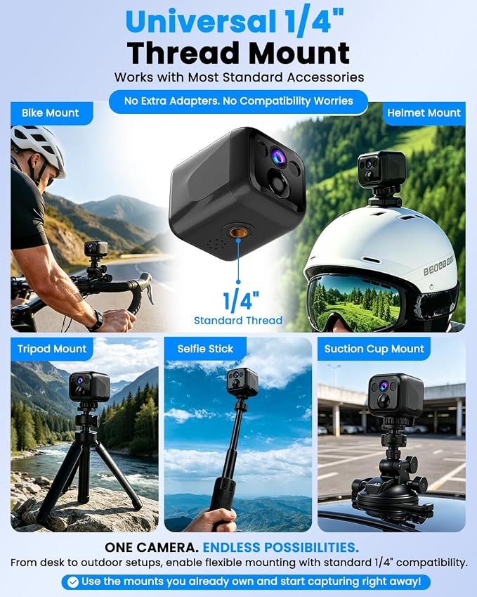Mini Camera, 4K No Wifi Security Camera, WiFi & AP Mode, 160 Days Standby