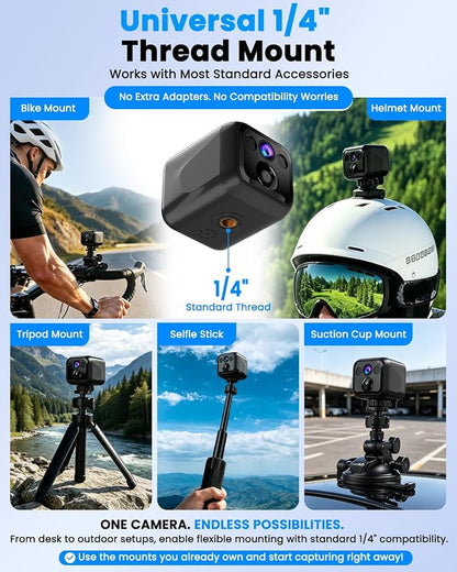 Mini Camera, 4K No Wifi Security Camera, WiFi & AP Mode, 160 Days Standby
