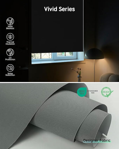 Yoolax Motorized Blinds with Remote, Designer Smart Blinds Work with Alexa, Google, Apple Homekit, 100% Blackout Motorized Shades Custom Electric Shades Voice Control (V-Pigeon Gray)