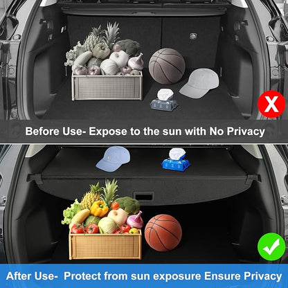 AUXKO Retractable Cargo Cover for Volkswagen Atlas Cross Sport 2026-2020, Waterproof Carbon Fiber Security Shade Cover for 2025 2026 VW Atlas Cross Sport Shielding Anti-Peeping Luggage Privacy Cover