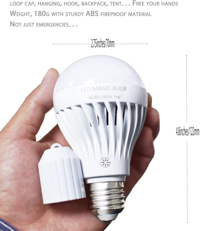 BSOD Battery Operated Lights Bulb, 7W LED Magic Bulb with Remote Controller Warm White Emergency Light with Rechargeable Backup E26 Lamp Wireless for Home Indoor Lighting (Warm White 8 Pack)
